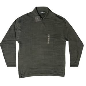 Men’s Dark Grey Long Sleeve Polo Large Classic shirt Dark Academia